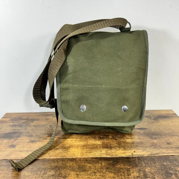 Military Map Case Canvas Bag Structured Back Pockets OD Green
